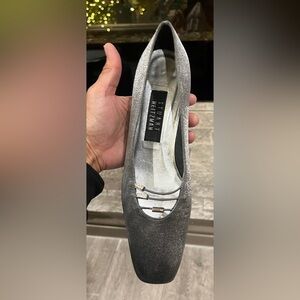 Stuart Weitzman size 8 1/2 silver formal blocked pumps